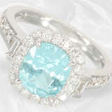 Ring: Neuwertiger Brillantring mit wertvollem Paraiba Turmalin von ca. 2,73ct, 18K Weißgold, mit GRS-Report - Foto 1