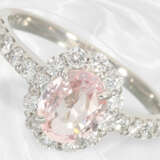 Ring: Hochfeiner Brillant-Goldschmiedering mit seltenem Padparadscha Saphir "No Heat", inkl. AIGS Report aus 2022 - photo 1