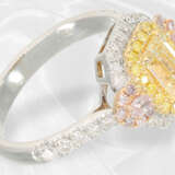 Ring: Ungetragener, sehr hochwertiger Fancy-Brillant/Diamantring, Mittelstein von 1,02ct, insgesamt 1,73ct - Foto 4