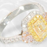 Ring: Ungetragener, sehr hochwertiger Fancy-Brillant/Diamantring, Mittelstein von 1,02ct, insgesamt 1,73ct - фото 5