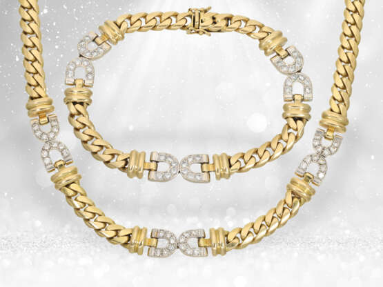 Schweres Brillant-Goldschmiedecollier mit passendem Armband, Handarbeit aus 18K Gold, ca. 2,85ct Brillanten - Foto 1