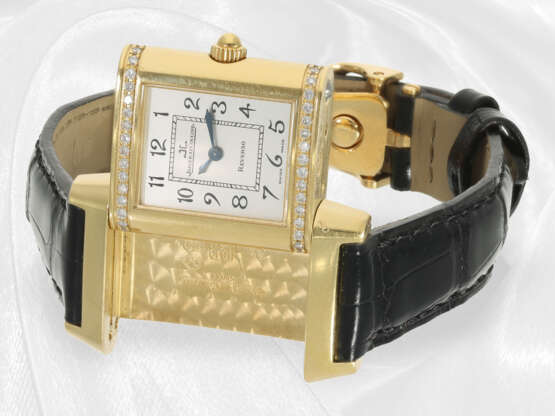 Armbanduhr: Exquisite Damenuhr Jaeger Le Coultre Reverso Ref.265.1.08 in 18K Gelbgold mit Lederband - Foto 4