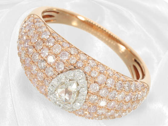 Ring: Neuwertiger moderner Diamant/Brillant-Goldschmiedering mit pinken Brillanten, ca. 1,23ct - фото 1