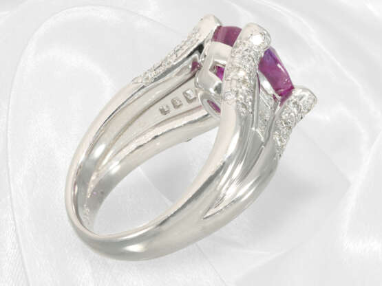 Ring: Sehr dekorativer Diamantring mit feinem natürlichen Rubin "Purple Red",4,77ct, Platin, mit GIA-Report - фото 6