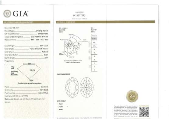 Ring: Aufwendig gestalteter Brillant/Diamantring, ovaler Fancy Mittelstein 2,09ct, GIA-Zertifikat - photo 6