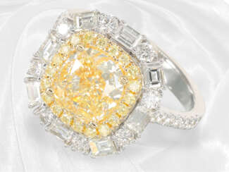 Wertvoller neuwertiger Diamantring mit einem gelben Diamanten von 3ct sowie weiteren Brillanten/Diamanten
