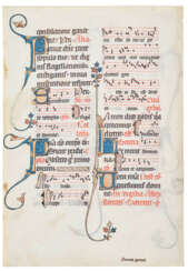 A leaf from the Beauvais Missal, illuminated manuscript on vellum