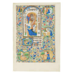 The Annunciation, miniature on a leaf from a Book of Hours
