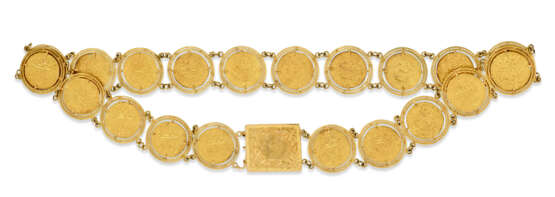 A BELT OF TWENTY GOLD COINS FROM THE REIGN OF FATH `ALI SHAH QAJAR (R. 1797-1834) - Foto 1