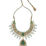 A DIAMOND AND CARVED EMERALD-SET ENAMELLED NECKLACE - photo 1