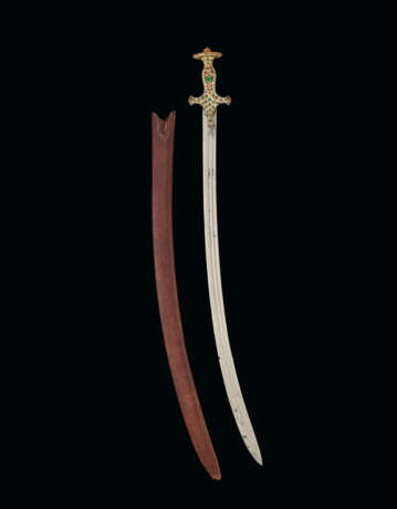 A GEM-SET AND ENAMELLED SWORD (TULWAR) AND SCABBARD FROM THE ARMOURY OF TIPU SULTAN - Foto 1