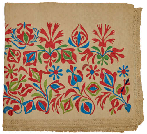 A SILK APPLIQU&#201; LINEN TEXTILE - photo 2