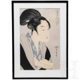 Dame mit Liebesbrief, nach einer Vorlage aus der Kasen Koi no Bu-Serie von Kitagawa Utamaro (喜多川 歌麿, 1753 - 1806) - photo 1