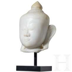 Buddhakopf aus Alabaster, Burma, Shan-Stil, 18./19. Jhdt.