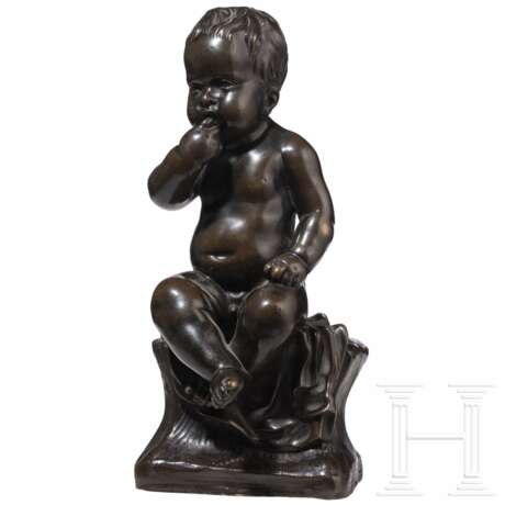 Sitzender Knabe aus Bronze, Frankreich, 18. Jhdt. - photo 1