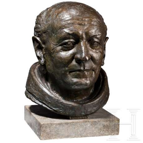 Bronzener Portraitkopf des Papstes Paul VI., München, 2. Hälfte 20. Jhdt. - Foto 1