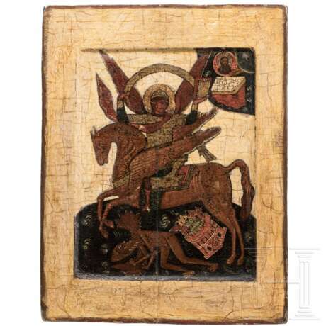 Ikone mit dem Heiligen Erzengel Michael Archistrategos als apokalyptischer Reiter, Russland, 18. Jhdt. - Foto 1