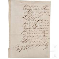 Feldmarschall Josef Wenzel Radetzky von Radetz (1766 - 1858) - eigenhändiger Brief mit Unterschrift, datiert 3.7.1815