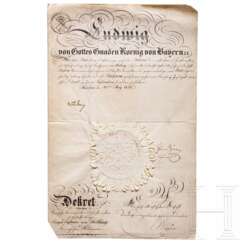 König Ludwig I. von Bayern - Ernennung zum Kammerherrn, datiert 31.5.1835