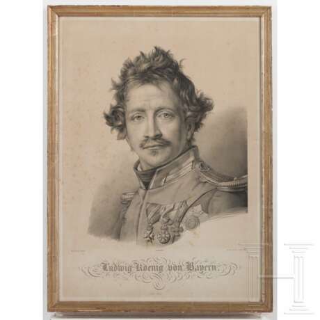 Portrait König Ludwigs I. von Bayern, Lithographie aus der Bibliothek Ludwig Ferdinands von Bayern, München, 1. Hälfte 19. Jhdt. - photo 1