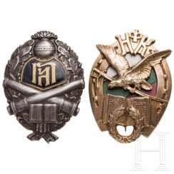 Zwei silberne Ehrenzeichen für Kavallerie- bzw. Artillerie-Inspektion