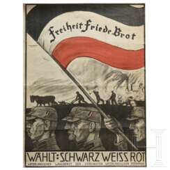 Wahlplakat der Vereinigten Vaterländischen Verbände Deutschlands "Freiheit - Friede - Brot", Reent Looschen, 1924