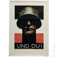 Plakat "Der Stahlhelm - Bund der Frontsoldaten - Und Du?" von Ludwig Hohlwein, 1929