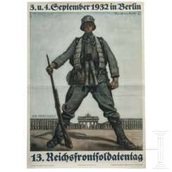 Werbeplakat "Der Stahlhelm - Bund der Frontsoldaten - 13. Reichsfrontsoldatentag - 03. und 04. September 1932 in Berlin"