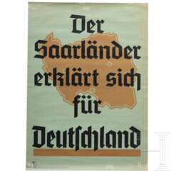 Plakat "Der Saarländer erklärt sich für Deutschland" mit Stempel des Propagandaamtes der NSDAP Gau Groß-Berlin, 1935