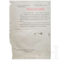 Adolf Hitler - Kreditermächtigung vom 30. April 1938 mit einer Erhöhung von 13 auf 17 Milliarden RM