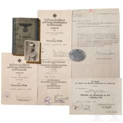 Urkunden und Dokumente eines Oberfeldwebels im IR 61