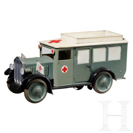 Hausser Krankenauto 738 in Hellgrau mit drei Elastolin Sanitätsfiguren - фото 1
