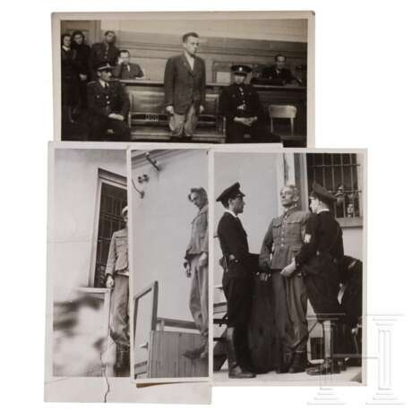 Karl Hermann Frank - drei Fotos seiner Hinrichtung am Strang, Prag, 1946, sowie Foto des SS-Obersturmführers Rahm bei der Gerichtsverhandlung in Litoměřice, 1947 - фото 1