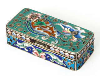 SILBERNE TABATIERE MIT CLOISONNÉ-EMAILLE