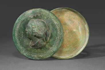 A GREEK BRONZE BOX MIRROR