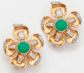 Paar Smaragd-Ohrringe von Gübelin aus den 50er Jahren