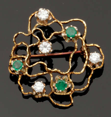 Dekorative Smaragd-Diamantbrosche - photo 1