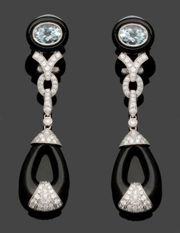 Paar extravagante Diamant-Onyx-Ohrgehänge - photo 1