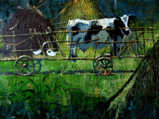 „Somewhere in the village.“ painting Öl auf Leinwand Surrealismus Romanticism Ukraine 2023 - Foto 3
