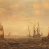 "Segelschiffe vor Küste", Öl/Sperrholz, unsign., 40x58 cm, Rahmen - photo 1