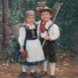 &quot;Kinder in Tracht&quot;, Öl/ Holz, unsign., 66x50 cm, ungerahmt - Аукционные цены