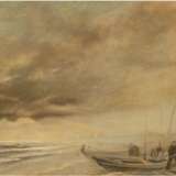 Engling (20. Jh.) "Fischer bei ihren Booten am Strand", Öl/Mp., signiert und datiert '46 auf Boot, 45x53 cm, Rahmen (best.) - Foto 1