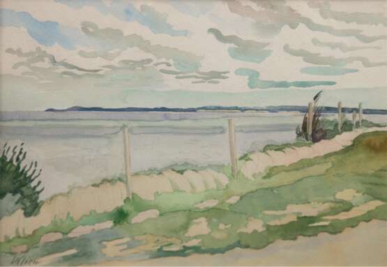 Klien "Ostseestrand", Aquarell, sign. u.l., 30x40 cm, hinter Glas und Rahmen - Foto 1