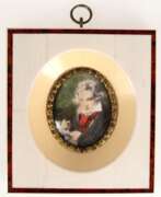 Catalogue des produits. Miniatur &quot;Ludwig van Beethoven&quot;, Öl/Bein, im Beinrahmen, ges. 10,3x9,3 cm