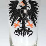 Patriotisches Bierglas mit emailliertem Adler, Ende 19. Jh., 1/4 Liter, Goldrand berieben, H. 15,5 cm - Foto 1
