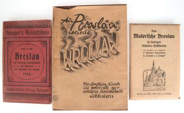 3 Teile über Breslau, dabei 2 Bücher &quot;Aus Breslau wurde Wroclaw&quot; 1949, Verlag W Kwiecinski, Hannover und Brieger's Reiseführer&quot;Breslau mit Stadtplan, Fahrtfinderplan und Wegekarte der Umgegend von Breslau 1914&quot; und &quot;Das M…