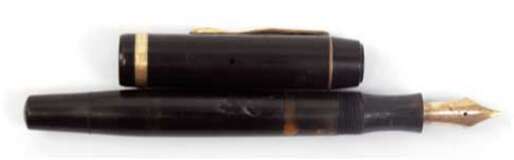 Montblanc Kolbenfüller, 40er Jahre, 234 1/2 G, 585er Goldfeder, geschwärztes Kunststoffgehäuse mit vergoldeten Metallteilen, Gebrauchspuren, L. 12,5 cm - Foto 1