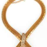 Collier, Modeschmuck wohl aus den 1960/70er Jahren, vergoldet, mit Strassbesatz, L. bis max. bis 45 cm - photo 1