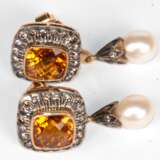 Ohrstecker, 750er GG, vollflächig facettierte Citrine von zus. 4,09 ct. - Foto 1