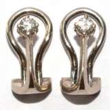 Ohrclips, 585er WG, je besetzt mit 1 Brillant von ca. 0,10 ct., ges. 2,3 g, L. 1,1 cm - photo 1